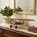 8" Yellow Red And Gray Metal Hand Painted Air Plane