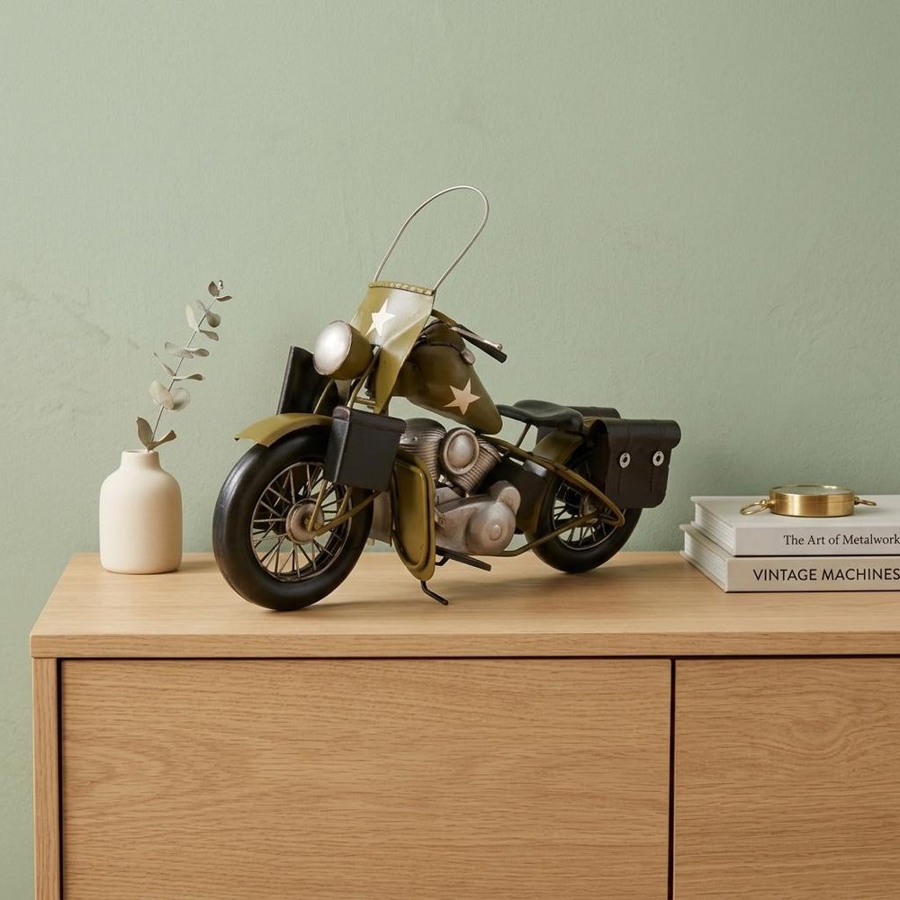 c1942 Green U.S. Army Motorcycle Sculpture