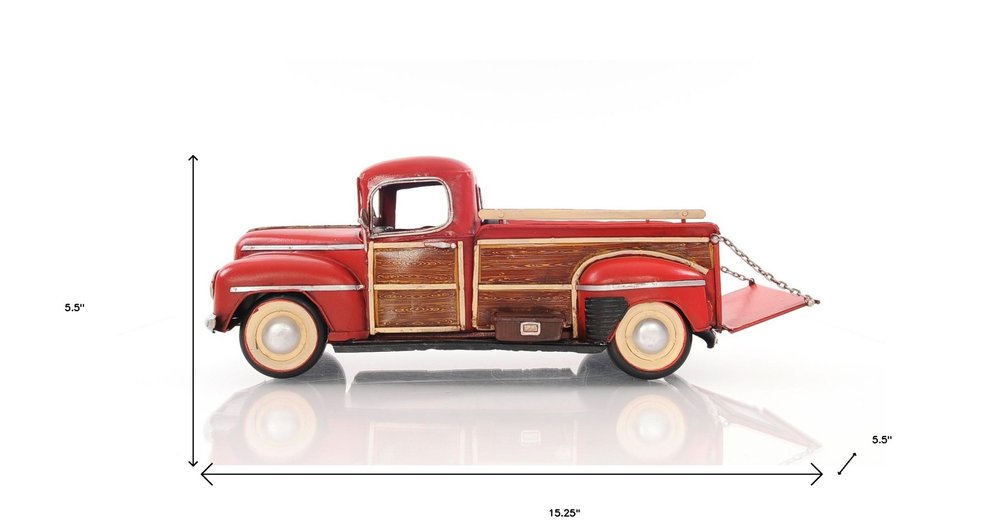 6" Red Metal Hand Painted Model Car