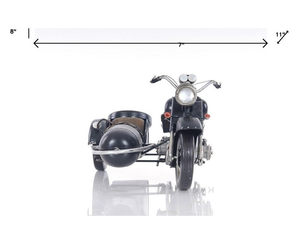 8" Black Metal Hand Painted Decorative Motorcycle