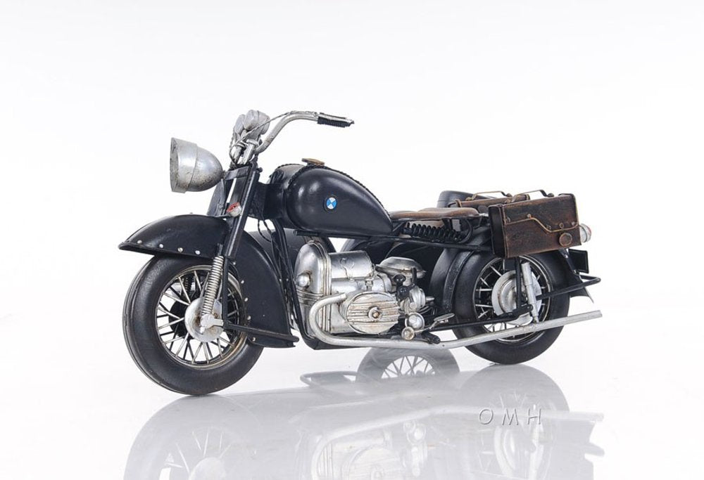 8" Black Metal Hand Painted Decorative Motorcycle