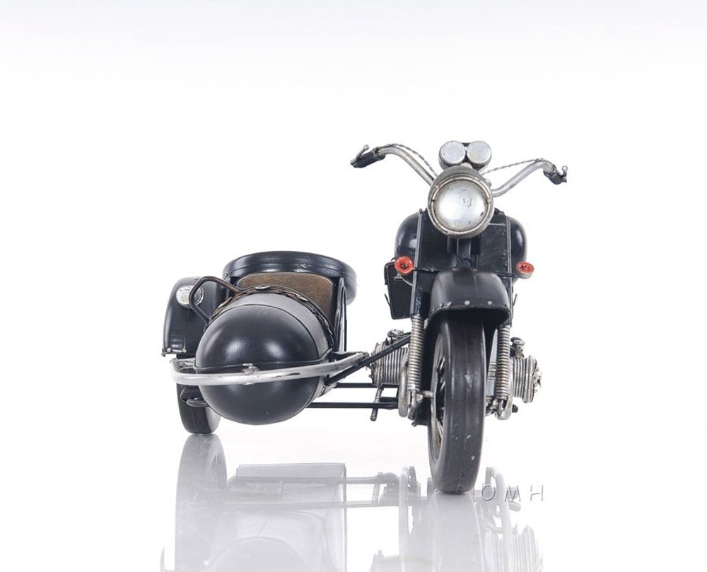 8" Black Metal Hand Painted Decorative Motorcycle