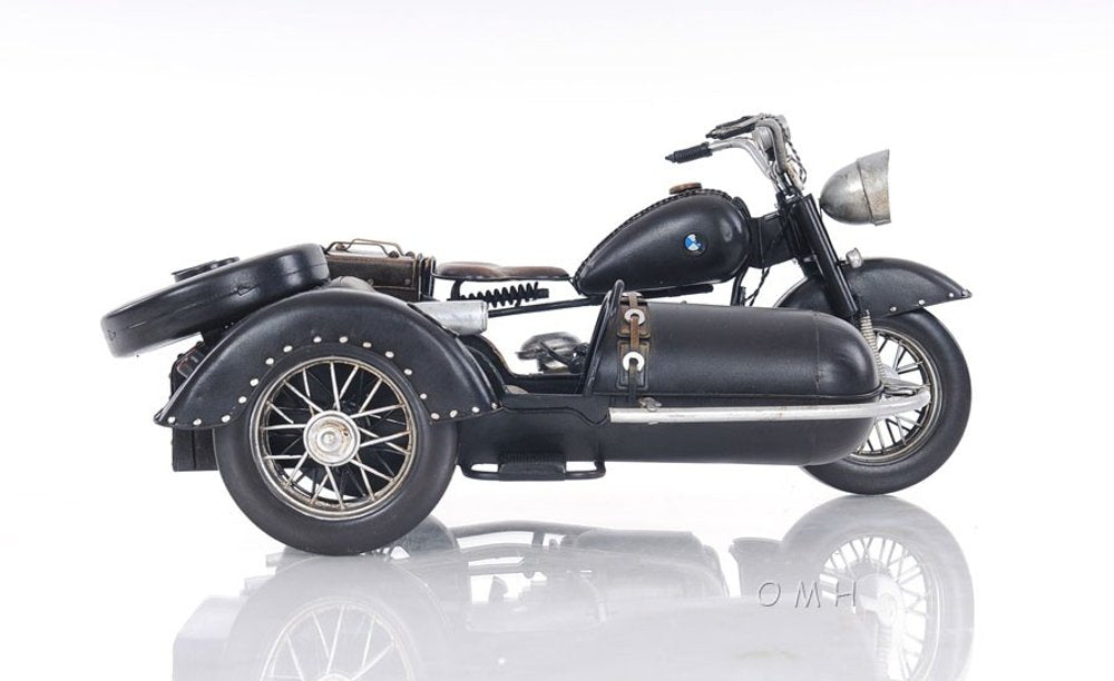 8" Black Metal Hand Painted Decorative Motorcycle