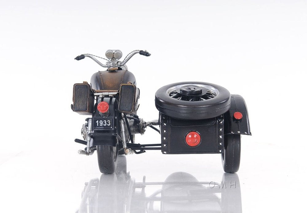 8" Black Metal Hand Painted Decorative Motorcycle
