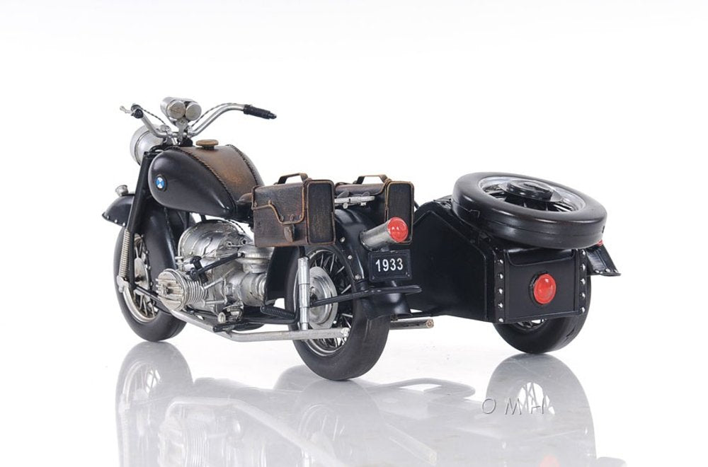 8" Black Metal Hand Painted Decorative Motorcycle
