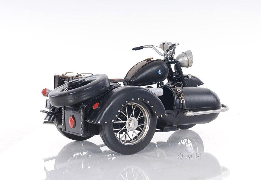 8" Black Metal Hand Painted Decorative Motorcycle