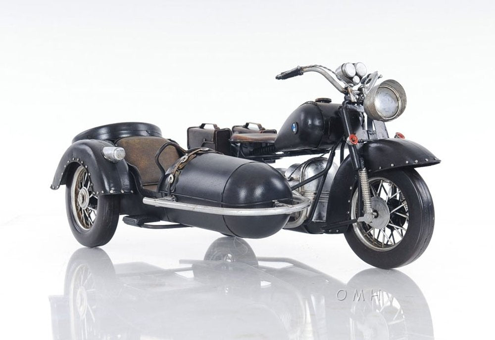 8" Black Metal Hand Painted Decorative Motorcycle
