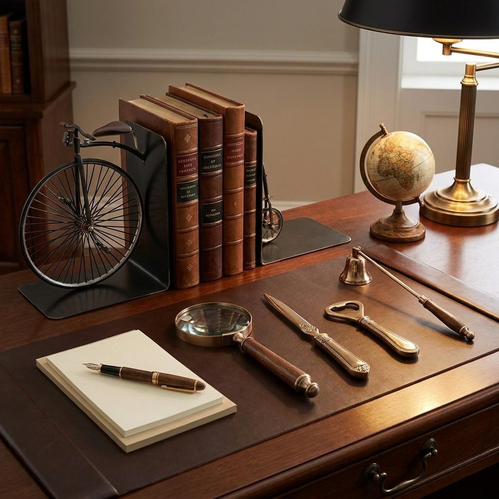 c1870 High Wheeler Bicycle Metal Decorative Bookends