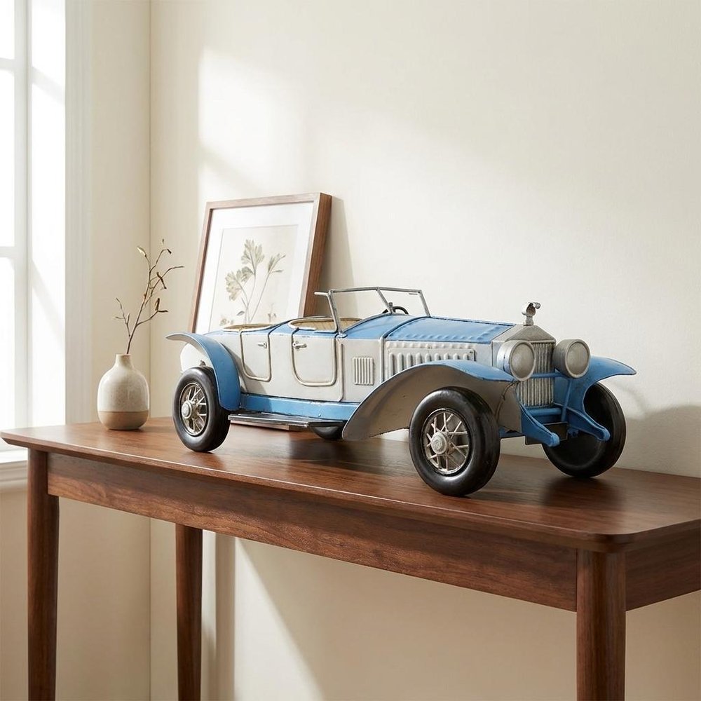 4" White Metal Hand Painted Model Car