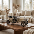 8" Silver Metal Hand Painted Model Car Tabletop Sculpture