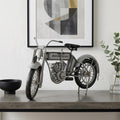 6" White Metal Hand Painted Model Motorcycle Tabletop Sculpture