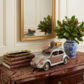 7" Silver Metal Hand Painted Model Car Tabletop Sculpture