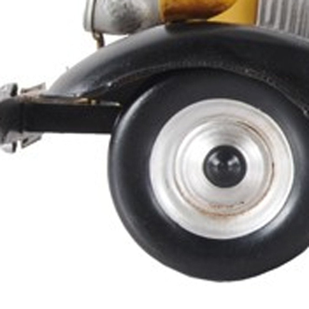 14" Yellow Checker Taxi Cab Model Sculpture. Sculpture isolated on a plain white background.