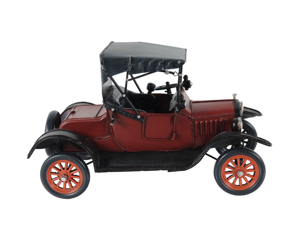 7" Red Metal Hand Painted Model Car on a white background