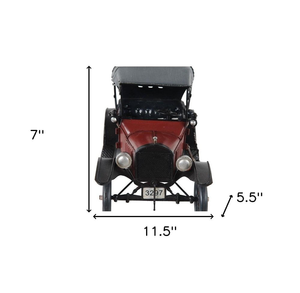 7" Red Metal Hand Painted Model Car on a white background