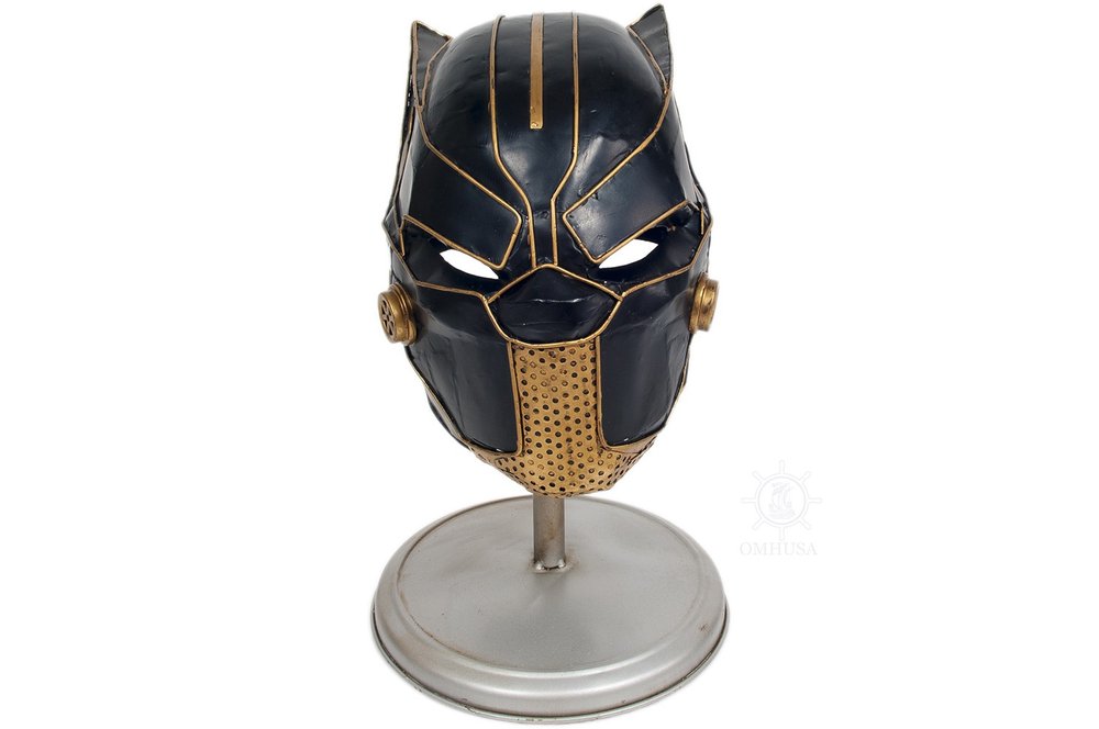13" Black Metal Hand Painted Figurine. Home product isolated on a plain white background, in a black metal finish.