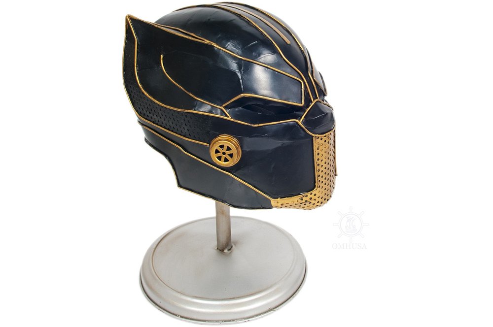 13" Black Metal Hand Painted Figurine. Home product isolated on a plain white background, in a black metal finish.
