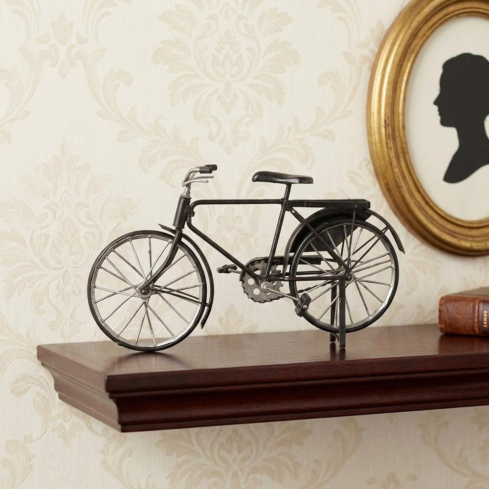 5" Gray Metal Hand Painted Bicycle Sculpture