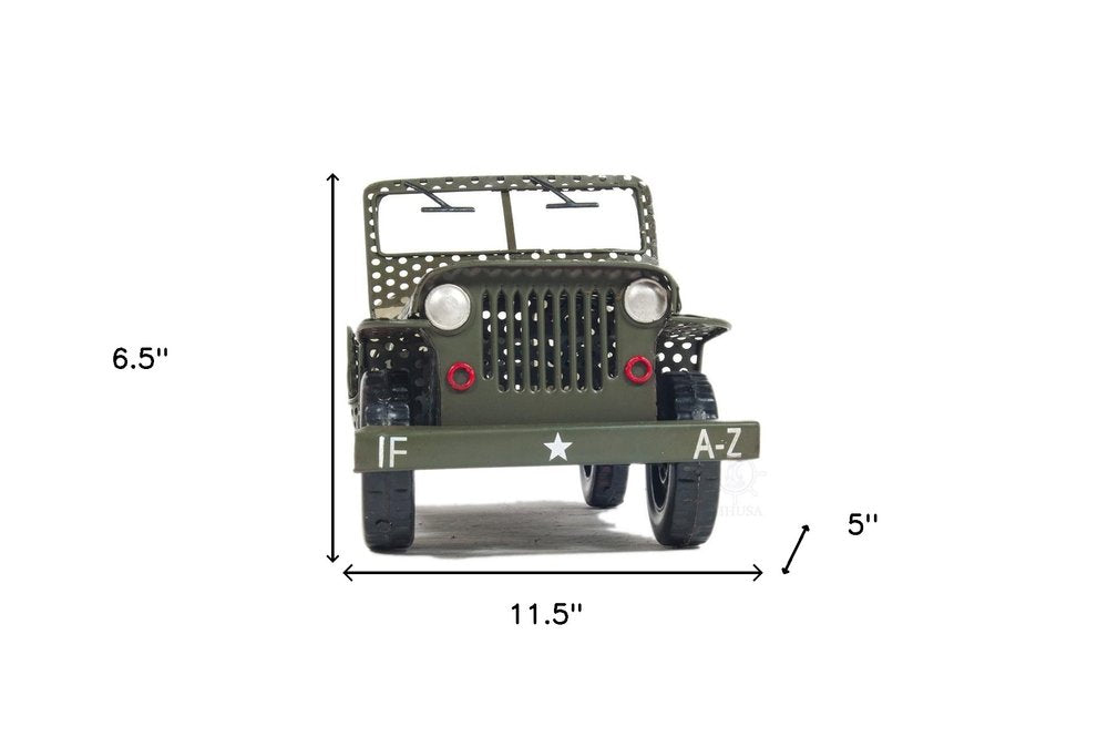 7" Green Metal Hand Painted Model Car