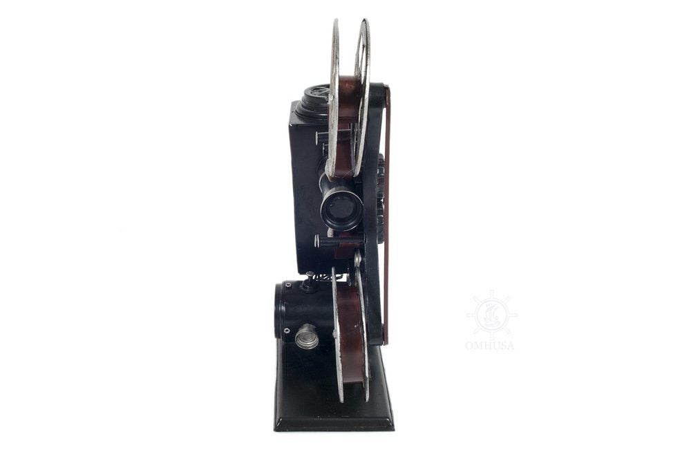 14" Black Metal Hand Painted Figurine Tabletop Sculpture. Sculpture isolated on a plain white background, showing a black metal surface.