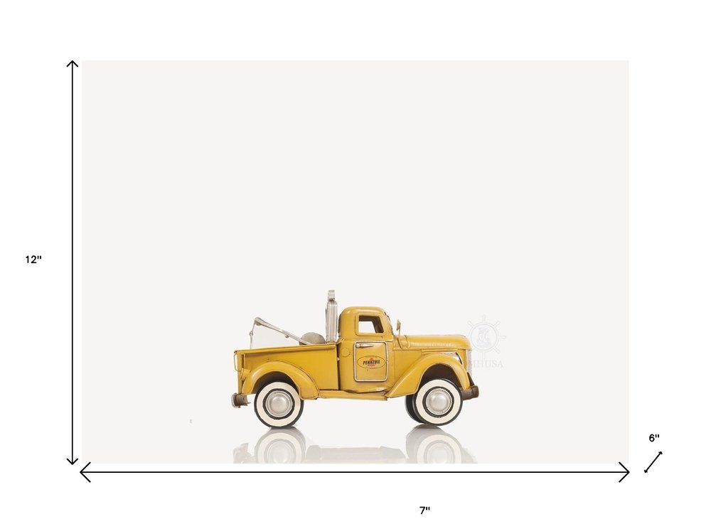 7" Yellow Metal Hand Painted Model Car