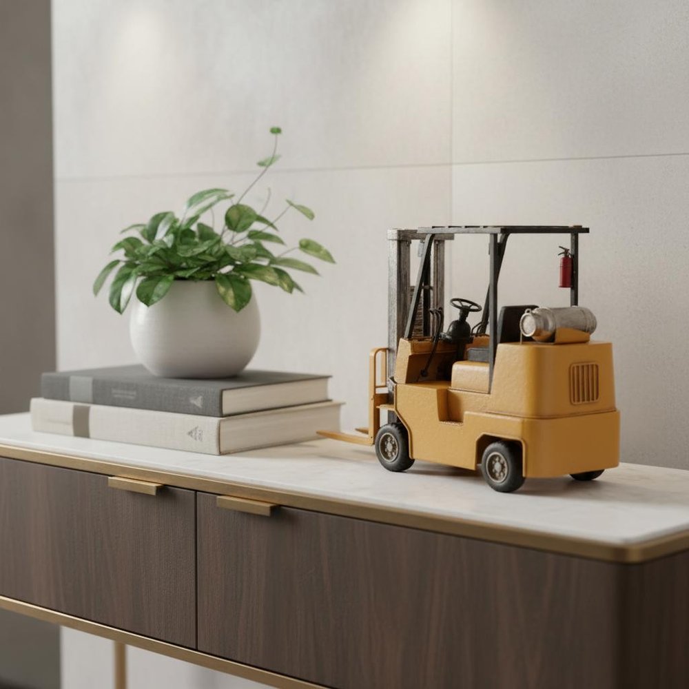 Propane Forklift Sculpture in a home interior