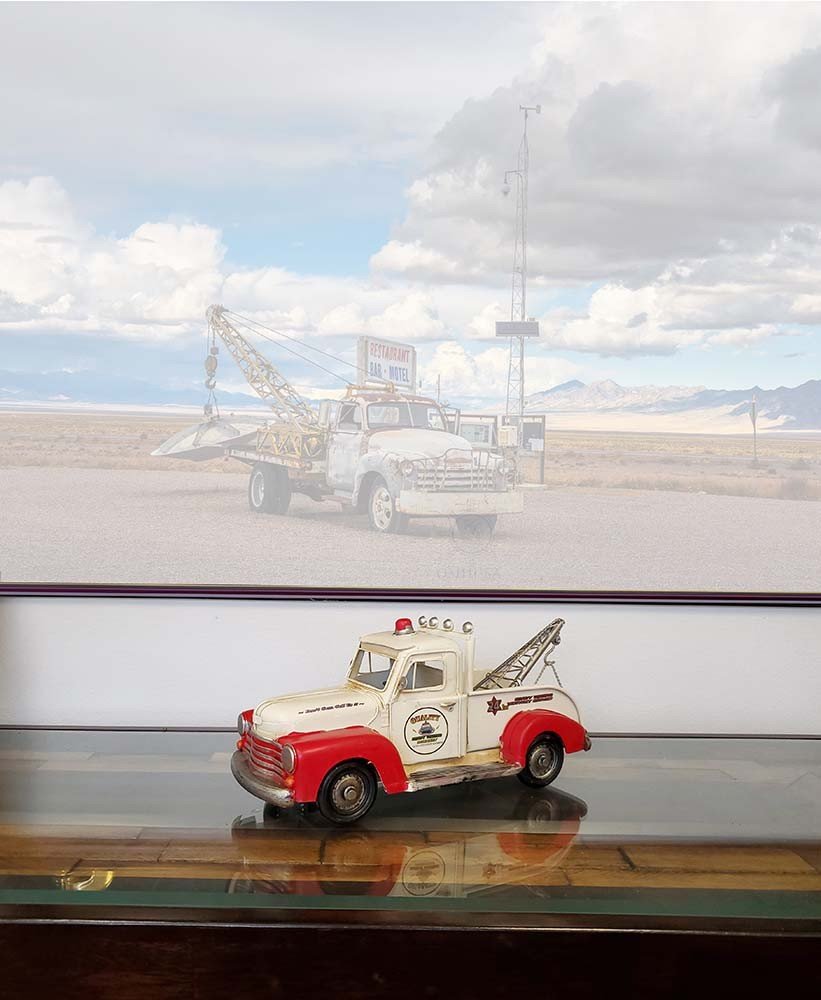 7" Red And White Metal Hand Painted Model Car