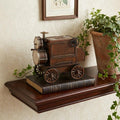 10" Brown Metal Hand Painted Car Model Car styled in a furnished interior with an off-white wall on a tiled floor.