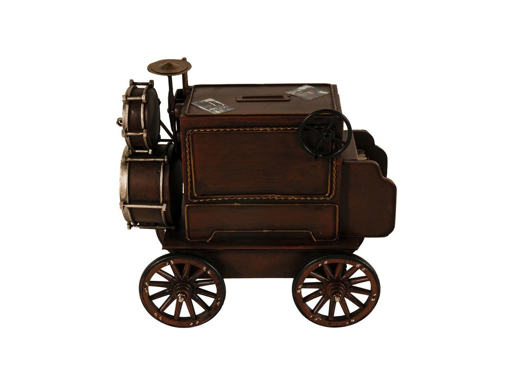 10" Brown Metal Hand Painted Car Model Car. Home product isolated on a plain white background, showing a brown metal surface.