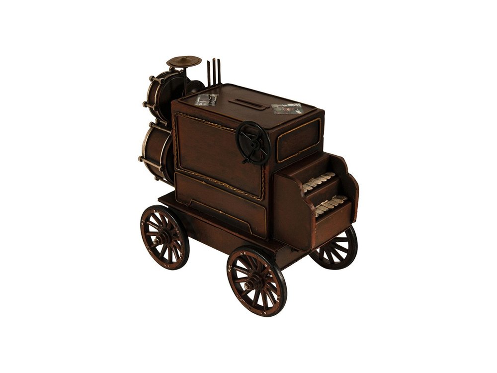 10" Brown Metal Hand Painted Car Model Car. Home product isolated on a plain white background, in a brown metal finish.