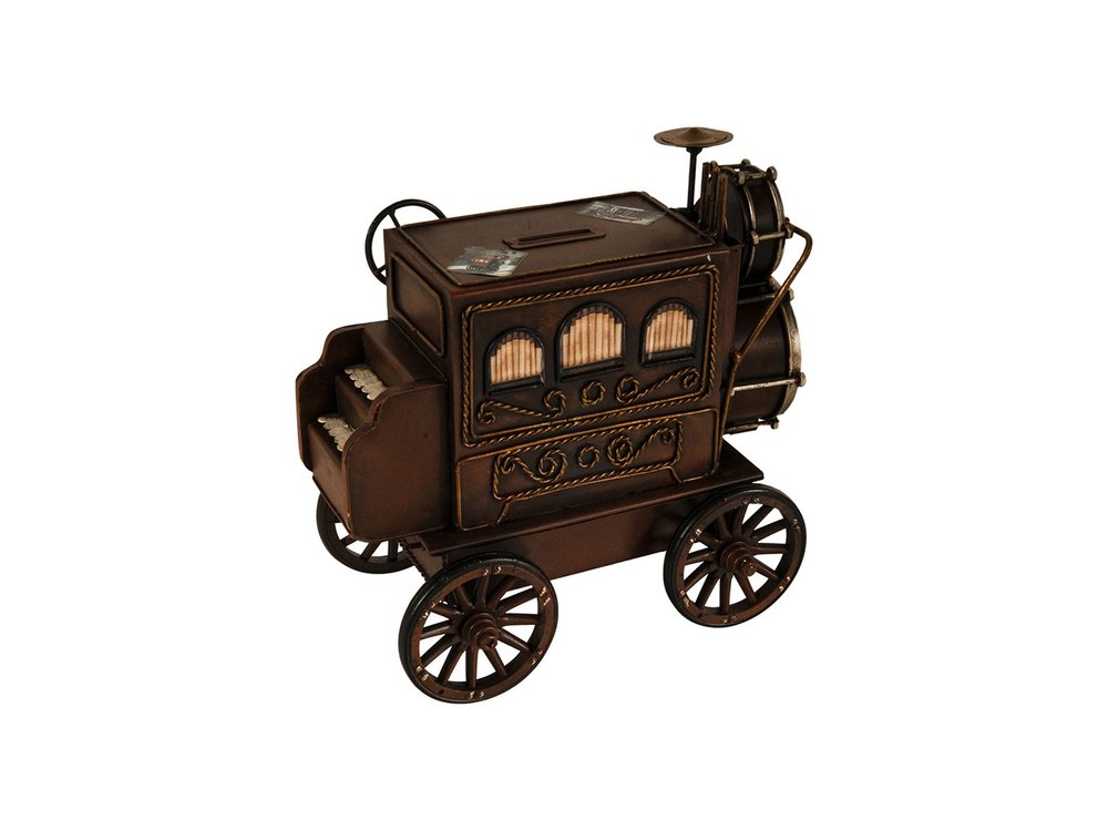 10" Brown Metal Hand Painted Car Model Car. Home product isolated on a plain white background, finished in brown metal.
