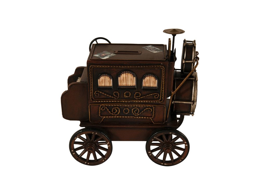 10" Brown Metal Hand Painted Car Model Car. Home product isolated on a plain white background, showing a brown metal surface.