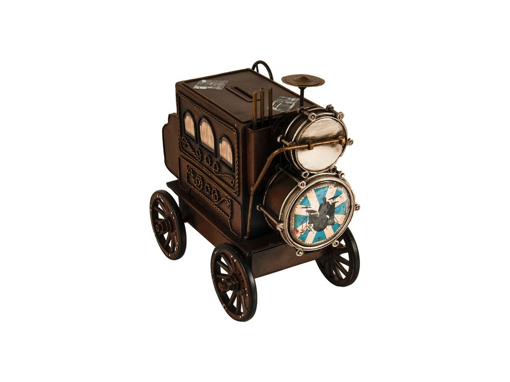 10" Brown Metal Hand Painted Car Model Car. Home product isolated on a plain white background, in a brown metal finish.