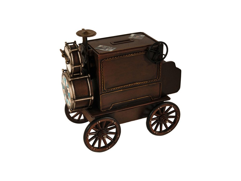 10" Brown Metal Hand Painted Car Model Car. Home product isolated on a plain white background, showing a brown metal surface.