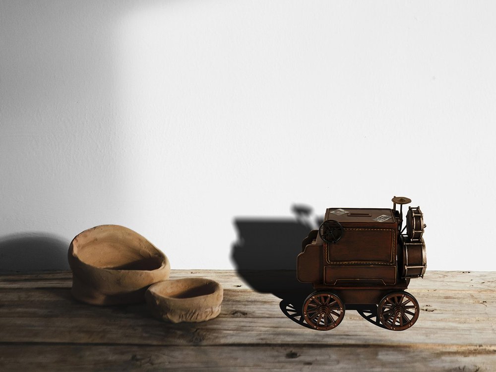10" Brown Metal Hand Painted Car Model Car. Home product in brown metal.