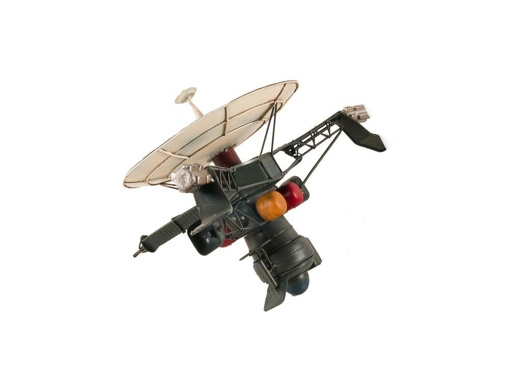 11" Dark Green Metal Hand Painted Model Airplane Tabletop Sculpture. Sculpture isolated on a plain white background, showing a metal surface.