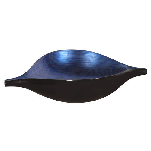 A black and blue solid wood novelty centerpiece bowl with a glossy finish, displayed on a white background.