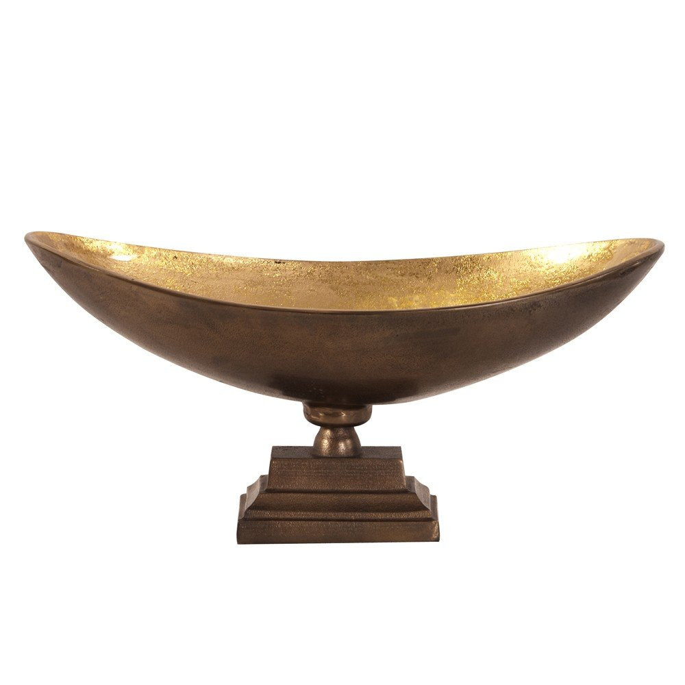Rustic Bronze Oblong Footed Centerpiece Bowl on a white background
