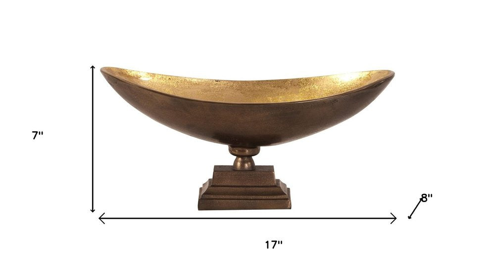 Rustic Bronze Oblong Footed Centerpiece Bowl