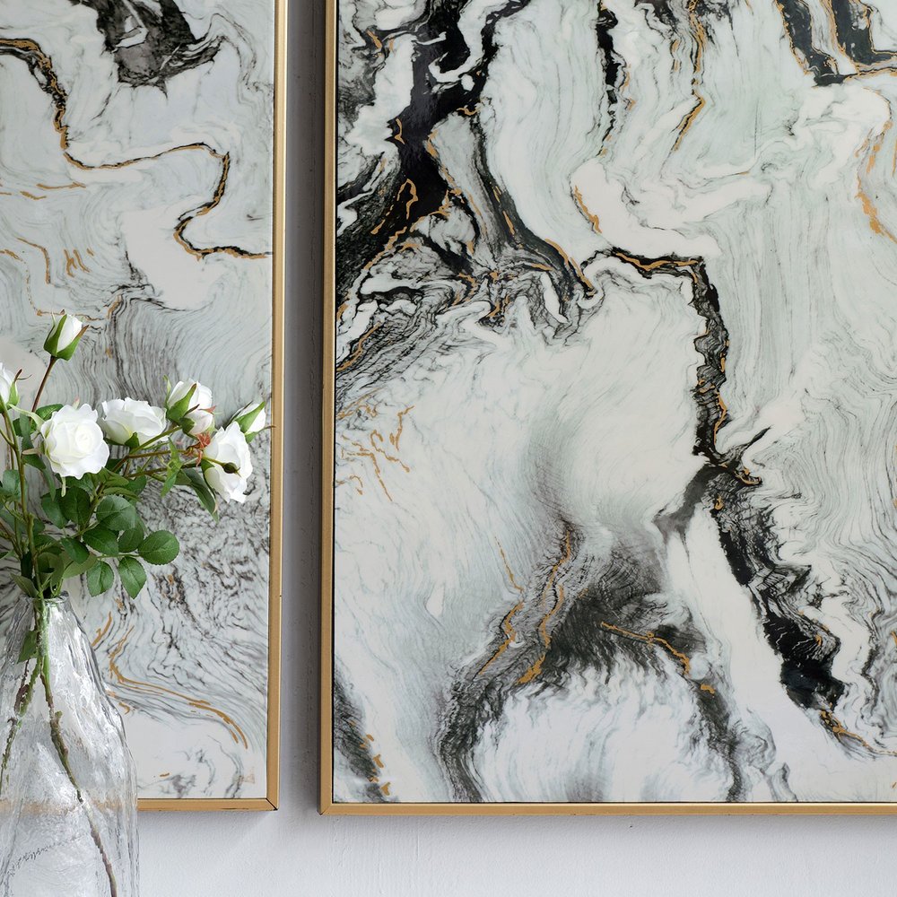 Set of Two White Framed Art on a white background