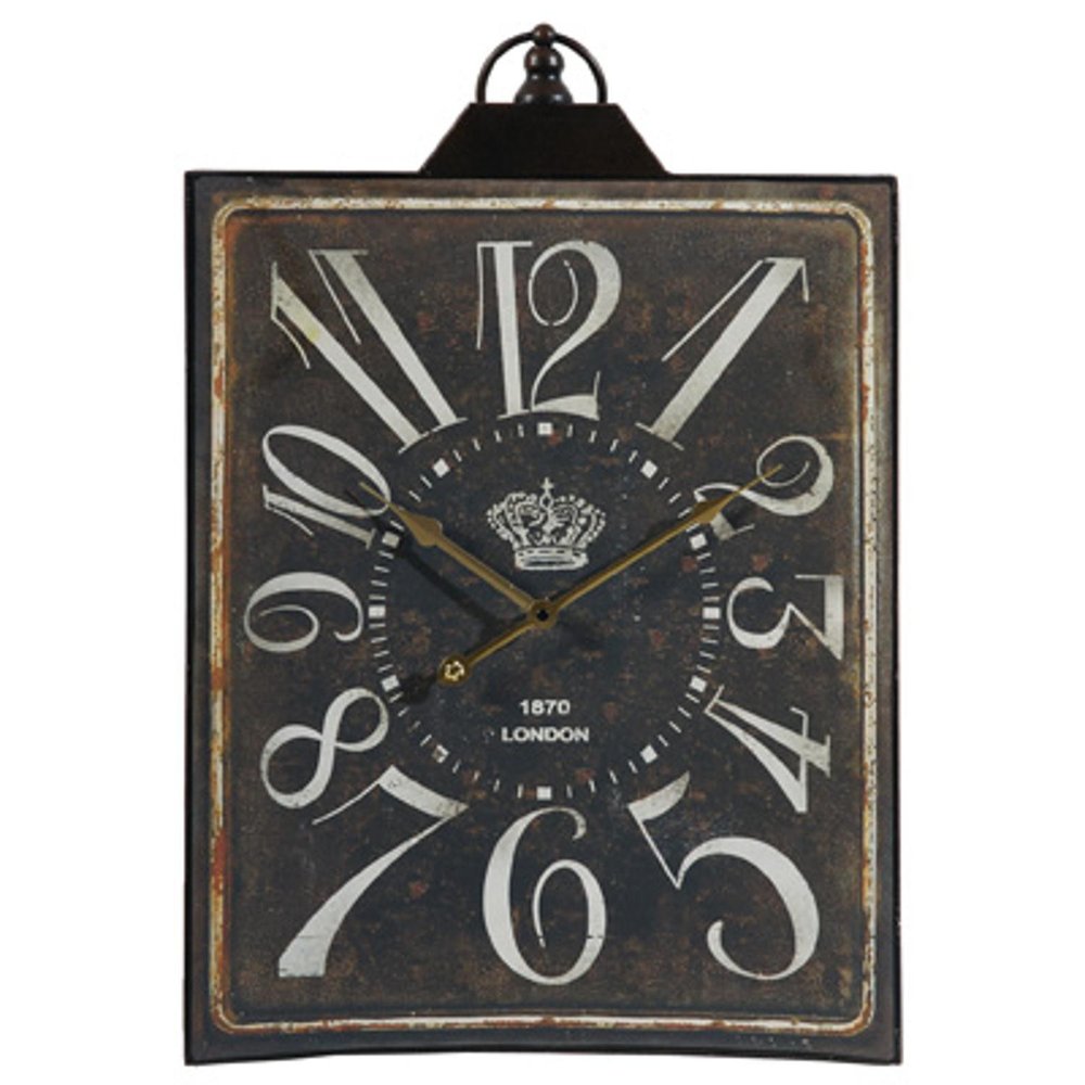 Vintage Style Black and White Iron Wall Clock on a white background