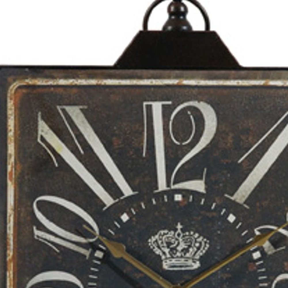 Vintage Style Black and White Iron Wall Clock close-up detail