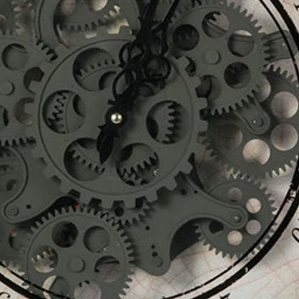 20" White And Black Iron Analog Distressed Round Wall Clock
