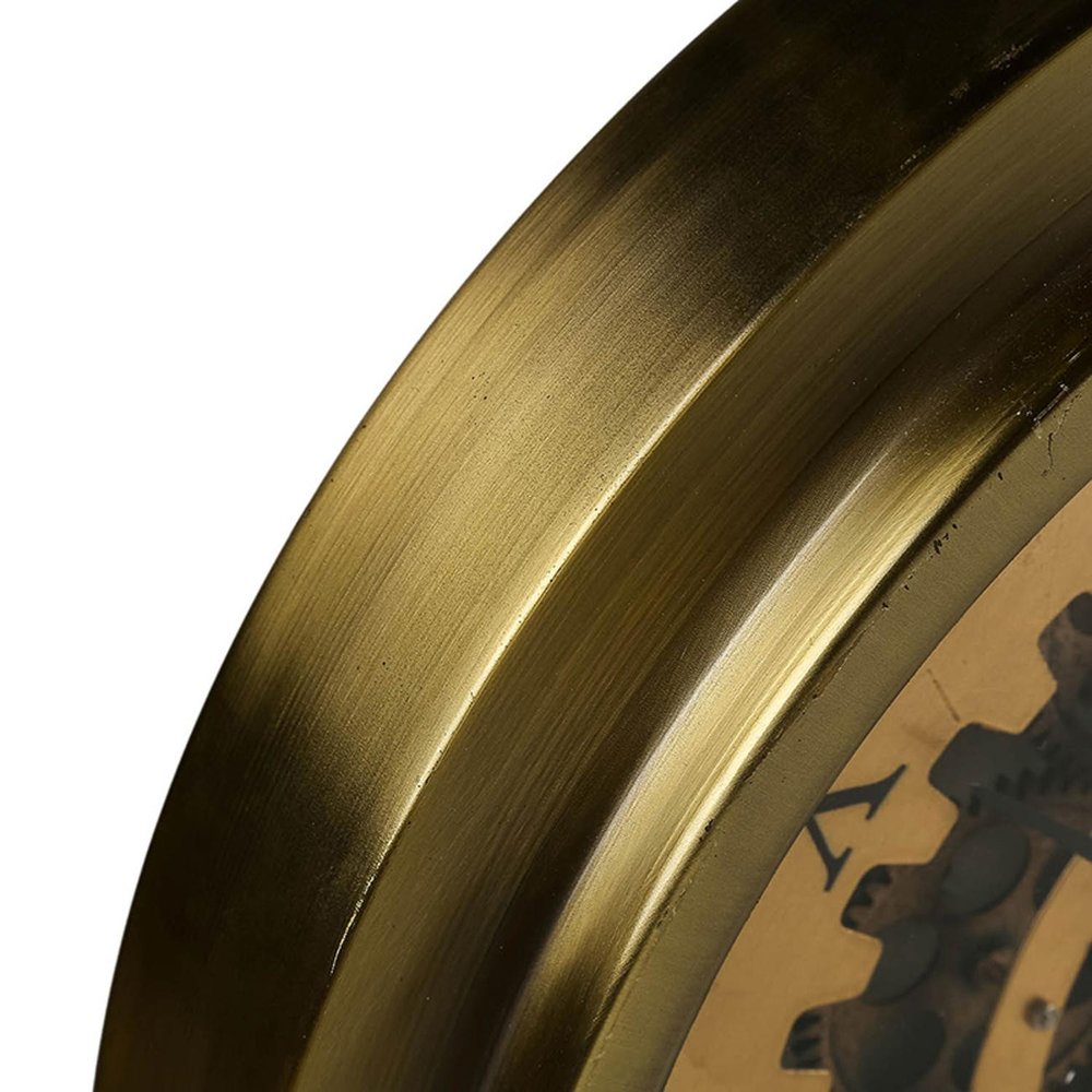 3" Gold Iron Wall Clock. Wall clock in gold metal.