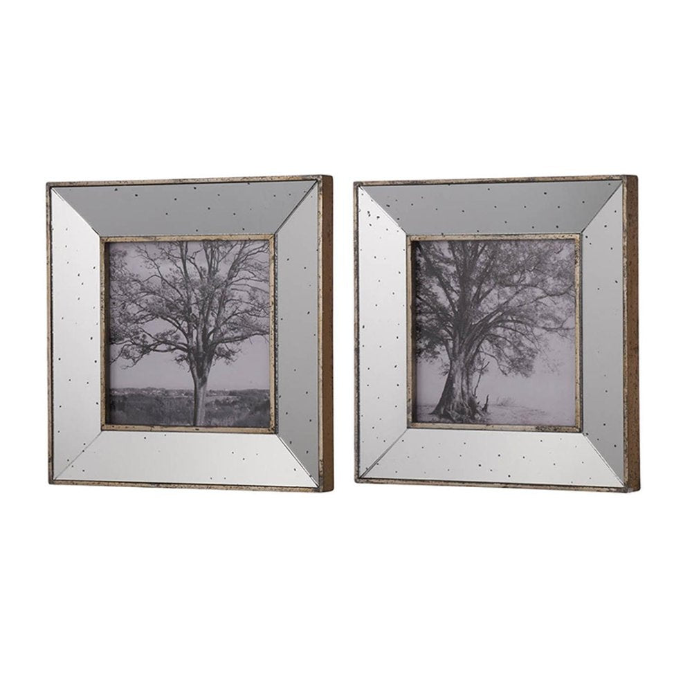 Set of Two Gray Square Framed Art on a white background
