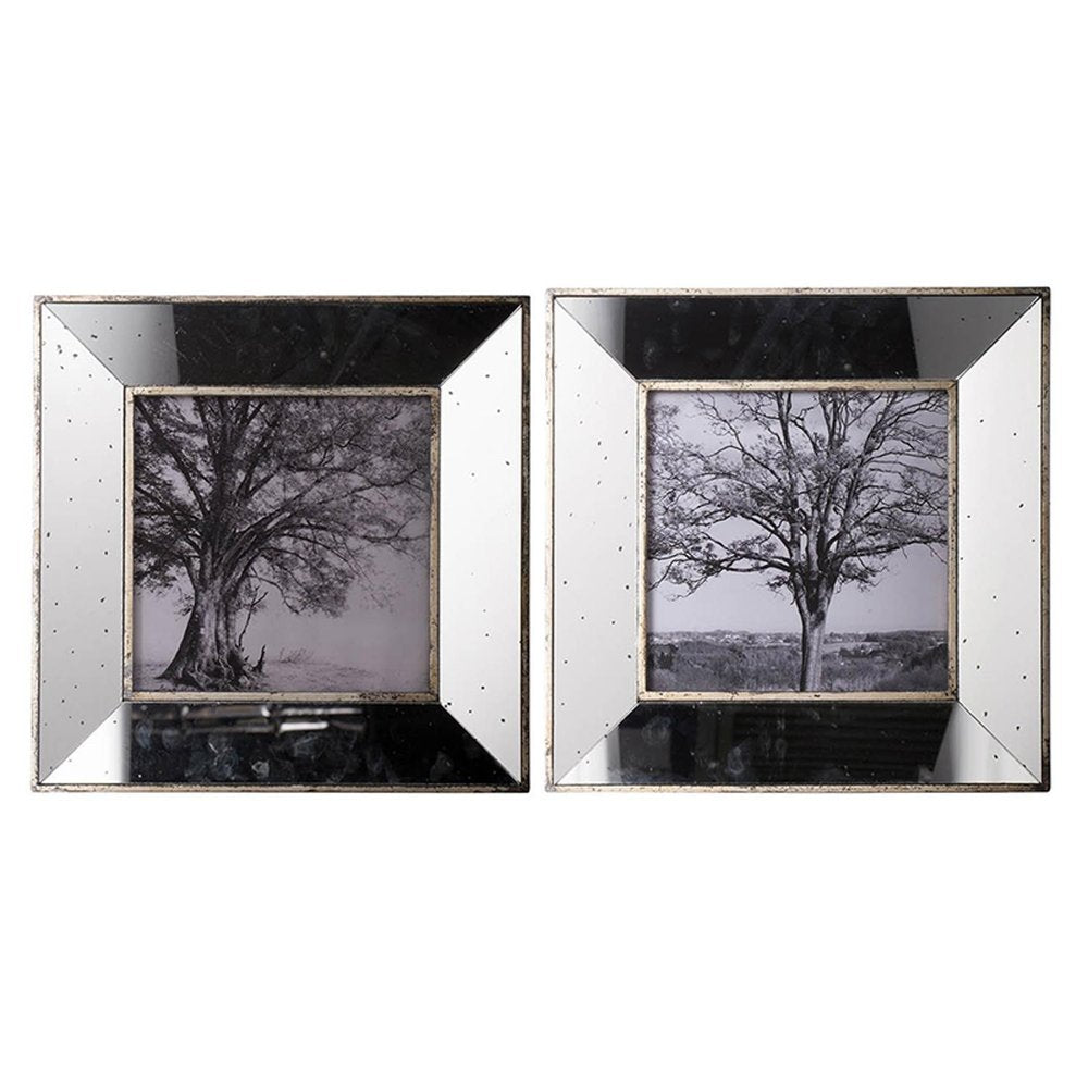 Set of Two Gray Square Framed Art on a white background