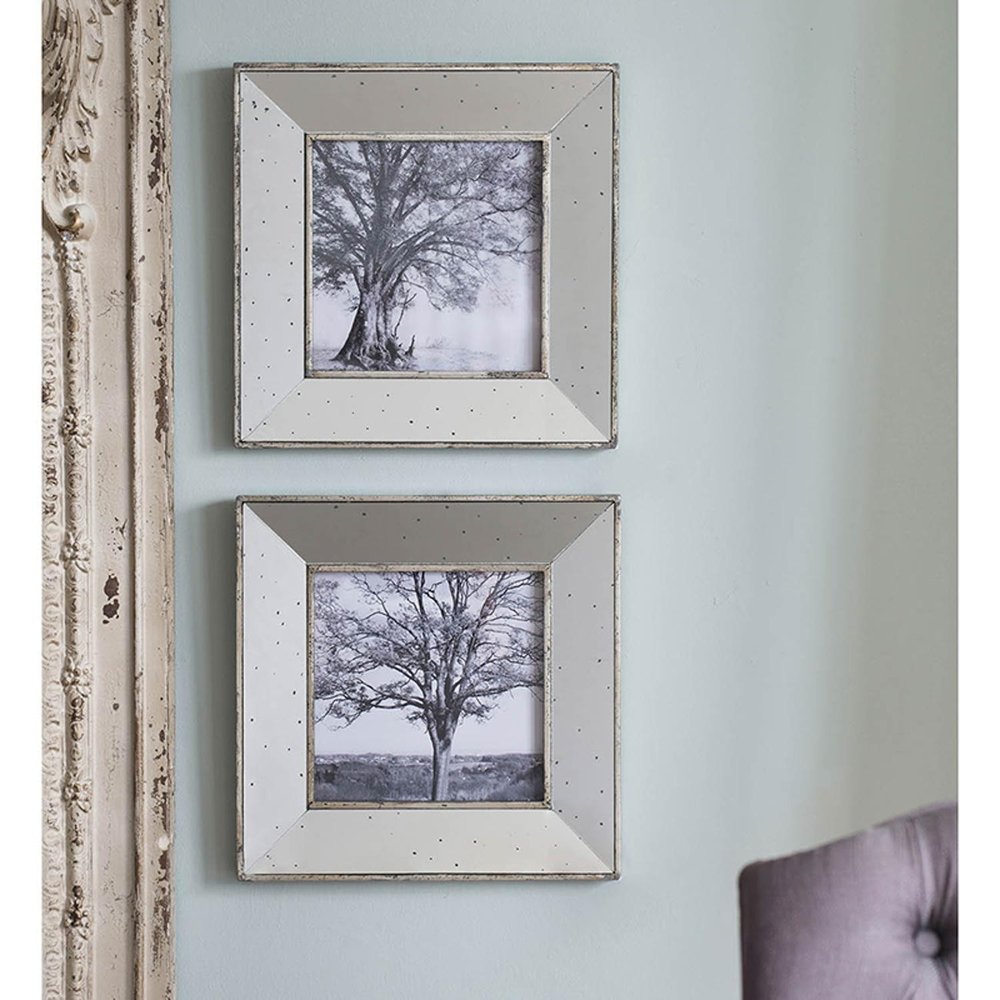 Set of Two Gray Square Framed Art close-up detail