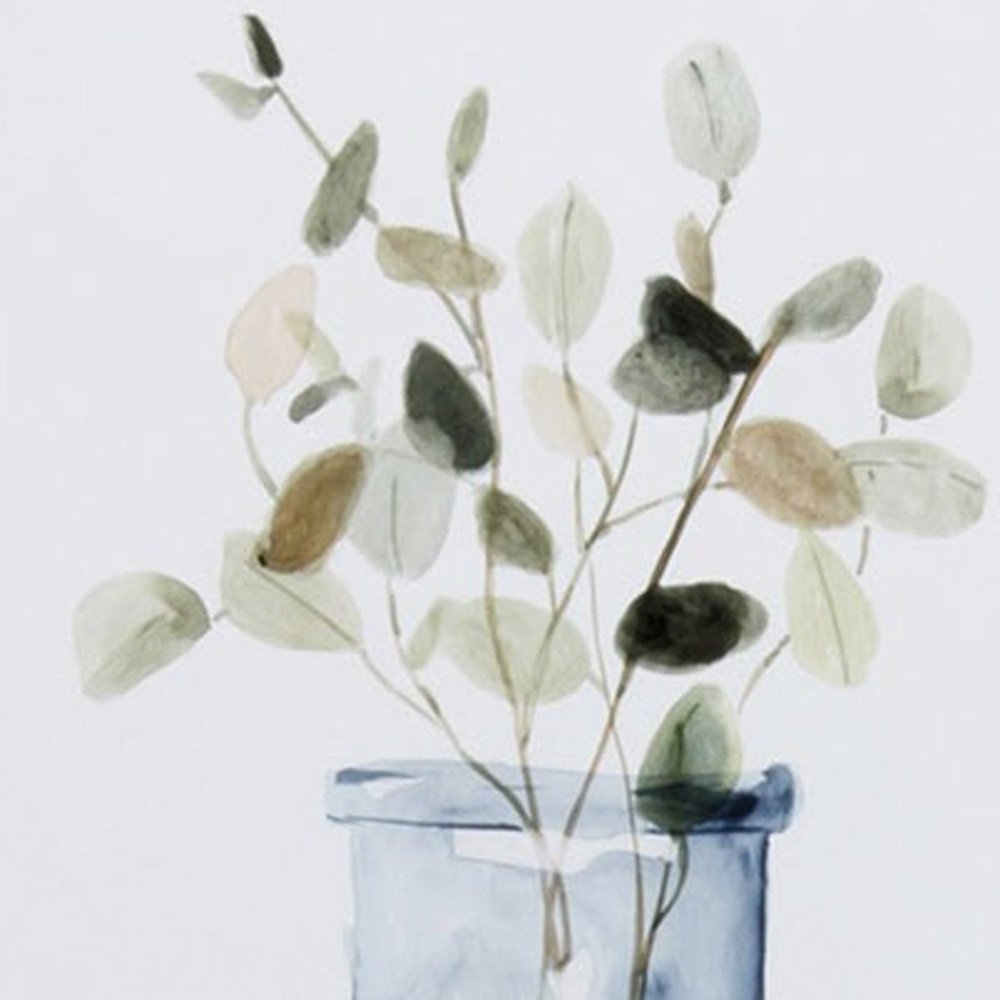 Set of Two Neutral Color Plants Watercolor Wall Art on a white background