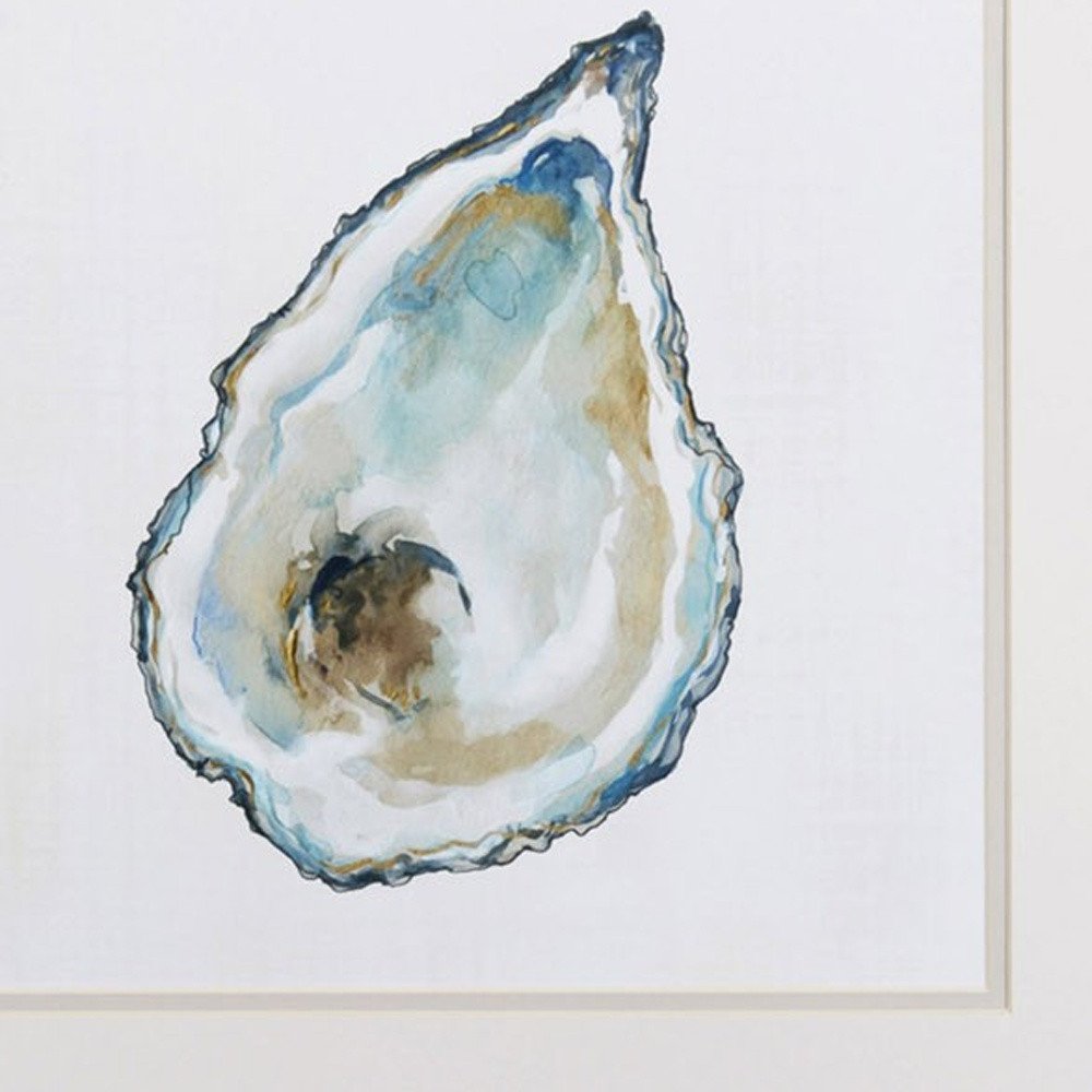 Set of Two Oysters Watercolor Framed Wall Art on a white background