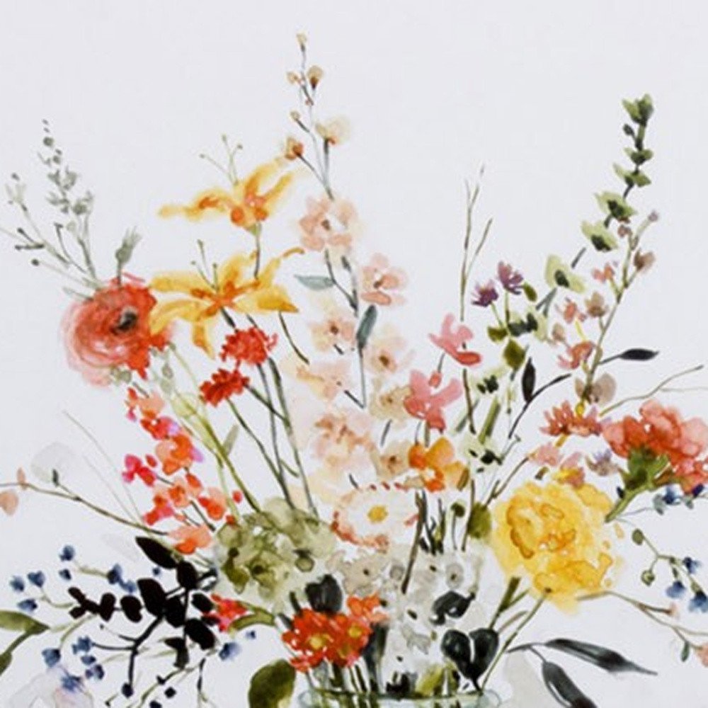 Set of Two Colorful Bouquets Watercolor Wall Art on a white background